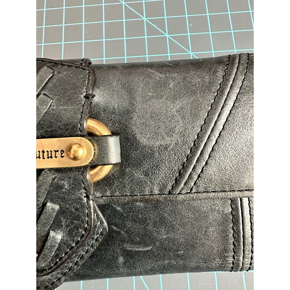 Juicy Couture Clutch Wallet in Slate Gold Soft Distressed Leather Vintage Y2K - Picture 2 of 12